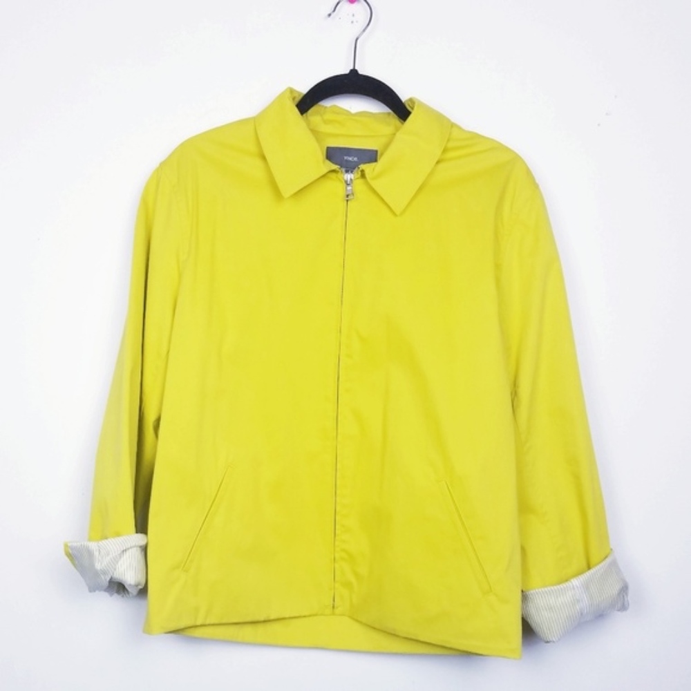 Vince neon light green zipper down blazer jacket M